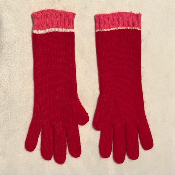 Merona Red, White and Pink Striped Scarf Set with Long Matching Gloves - Picture 6 of 6